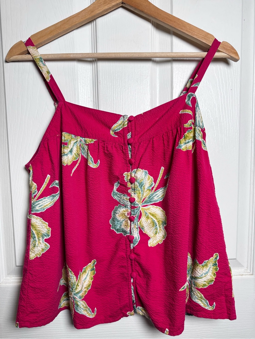 Faherty Floral Button Front Cami Tank Pink Organic Cotton Modal XS